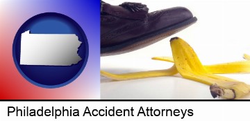 a slip-and-fall accident about to happen in Philadelphia, PA